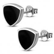 Black Onyx Reuleaux Triangle Silver Earrings, e390st
